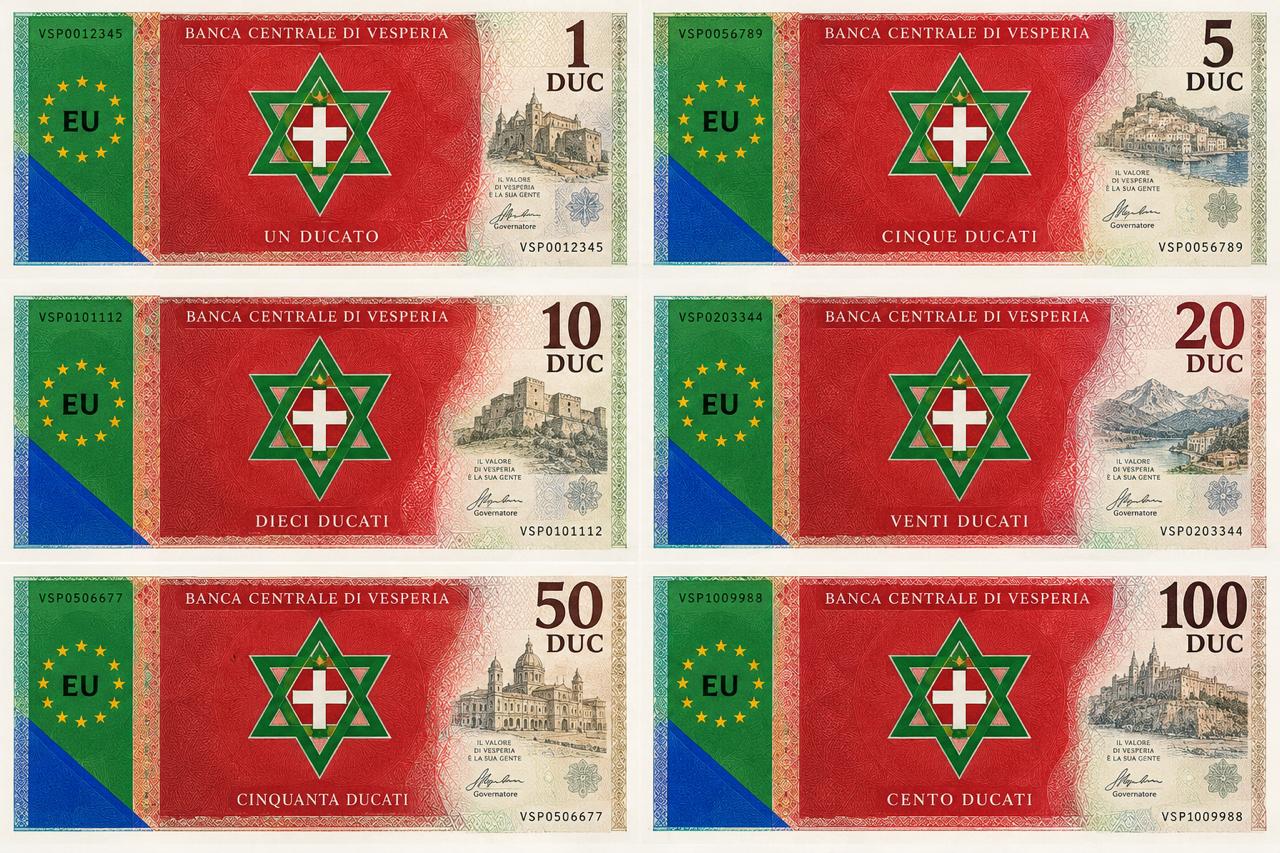 Collection of Vesperian Ducato banknotes